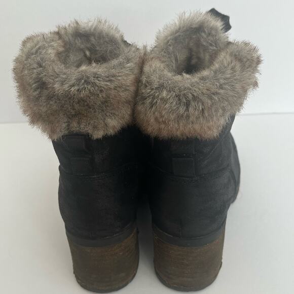 Women's Steve Madden Comfort Black Vegan Leather Lace Up Booties Boots Size 10 - Picture 6 of 7